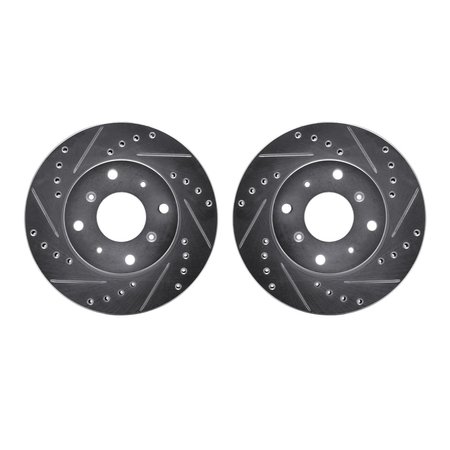 DYNAMIC FRICTION CO Rotors-Drilled and Slotted-SilverZinc Coated, 7002-58002 7002-58002